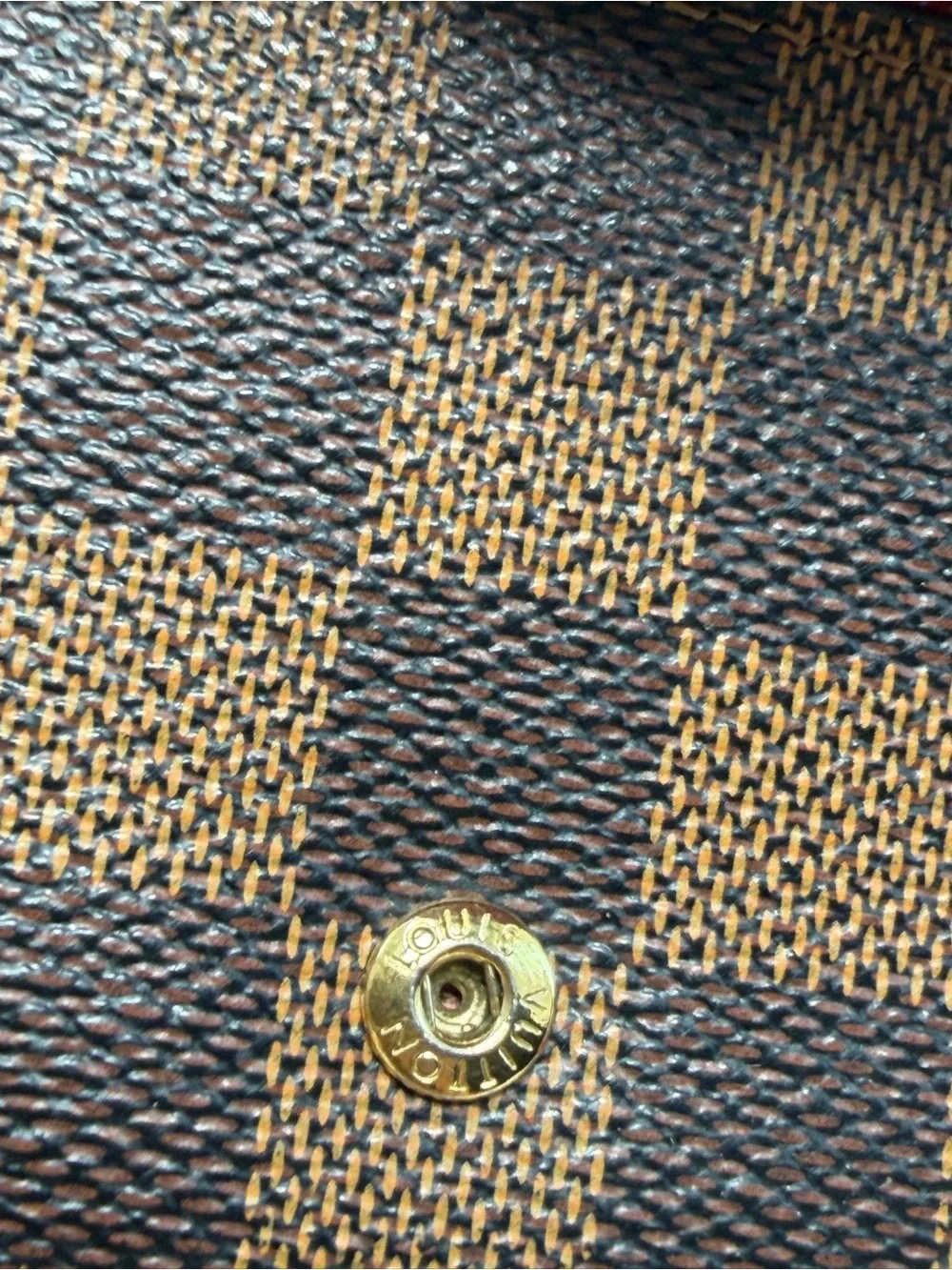 Louis Vuitton Brown Check Wallet with Red Snap